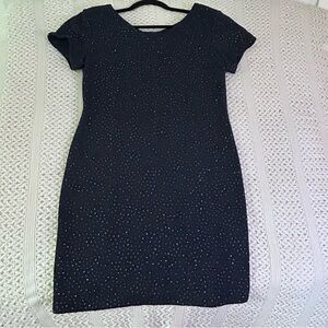 Jessica Howard Dress Petite 12 Black Beaded Sheath Cocktail Evening